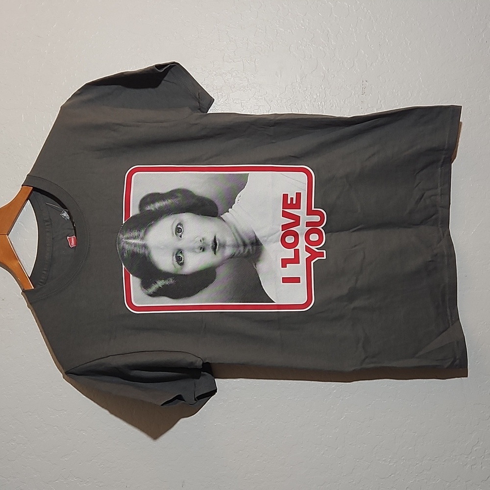 DISNEY Star Wars Princess Lea I Love You Graphic T Shirt Small